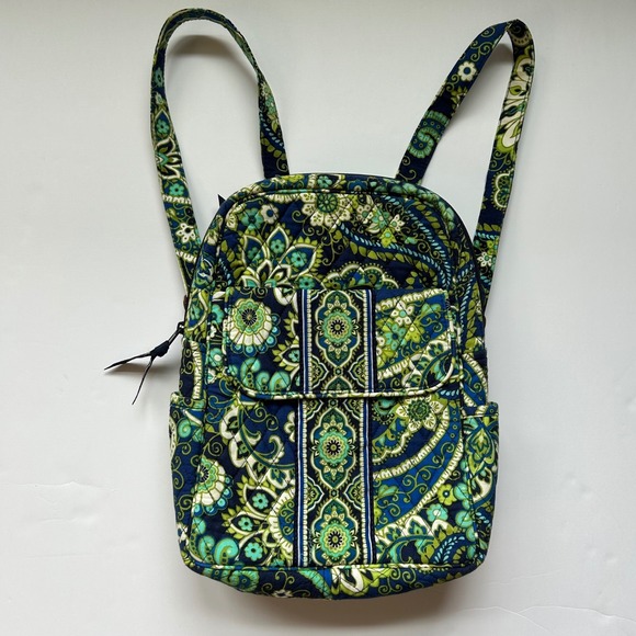 Vera Bradley Handbags - Vera Bradley Go Wild Paisley Quilted Cotton Mini Backpack Blue Green Floral